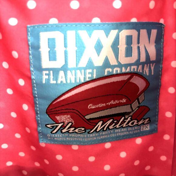 Dixxon Flannel Company Men's 2X Dark Pink White Polka Dot Lumbergh S/S Shirt - Picture 7 of 8